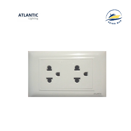 TOMACORRIENTE DOBLE 2P+T 16A 250V PLACA BLANCO
