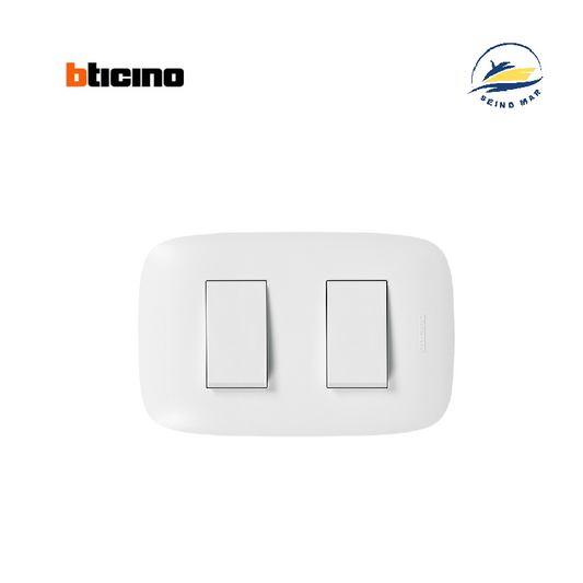 INTERRUPTOR DOBLE 1P 250V 10A PLACA BLANCA DOMINO SENCIA