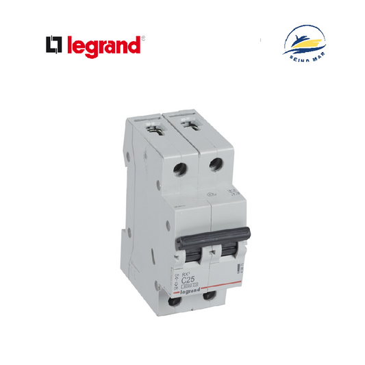 INTERRUPTOR TERMOMAGNETICO P/RIEL 2P 25A 230/400VAC 10/6KA DIN RX3
