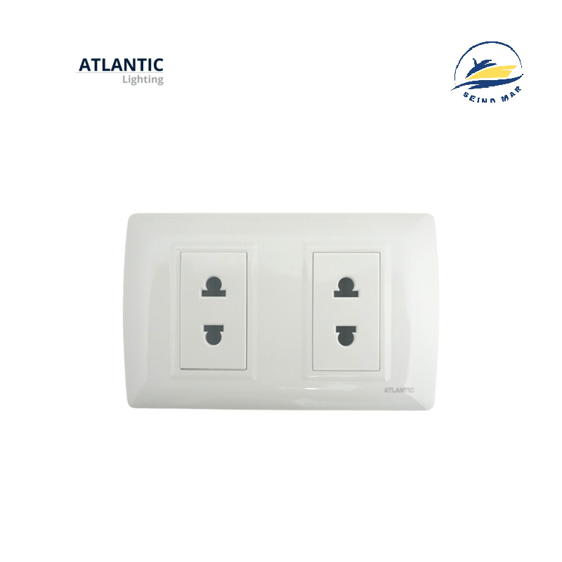 TOMACORRIENTE DOBLE 2P 16A 250V PLACA BLANCO