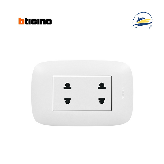 TOMACORRIENTE DOBLE UNIVERSAL BLANCO 2P 250V 16A PLACA BLANCA DOMINO SENCIA
