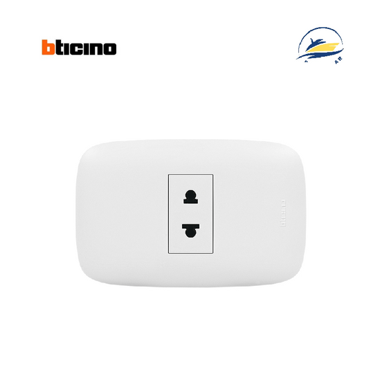 TOMACORRIENTE SIMPLE UNIVERSAL BLANCO 2P 250V 16A PLACA BLANCA DOMINO SENCIA